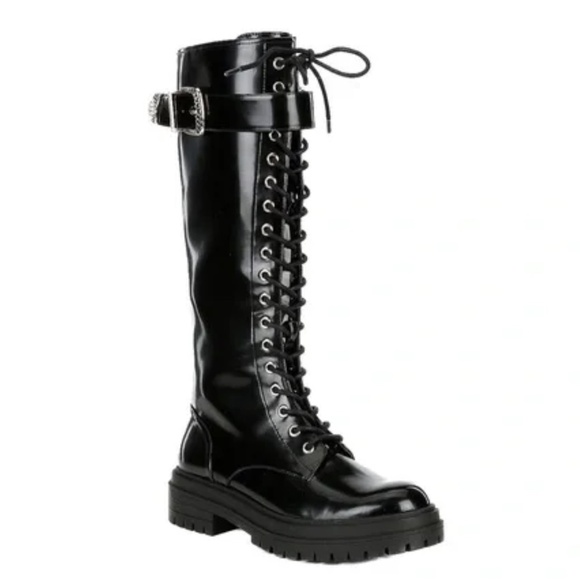 NEW GB Gianni Bini Sky Scraper Lace-Up Lug Sole Platform Tall Combat Boo…